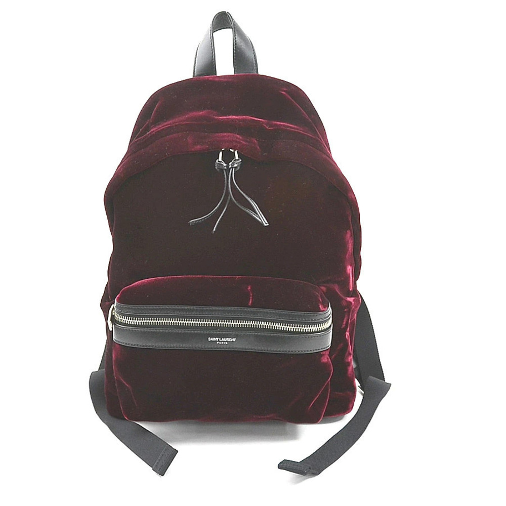 Saint Laurent Velvet Backpack Bordeaux Purple Brown Black